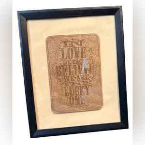 Framed Engraved Wood Inspirational Wall Art “Love Message” 9”x11”x1.5